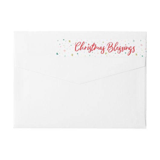 赤いクリスマスの恵みおよび冬の星 ラップアラウンドラベル (裏面)