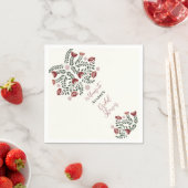 赤いクリスマスの民俗アートの花 スタンダードカクテルナプキン (インサイチュ)