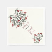 赤いクリスマスの民俗アートの花 スタンダードカクテルナプキン (正面)