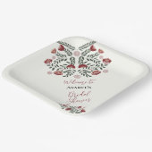 赤いクリスマスの民俗アートの花 ペーパープレート (傾斜あり)