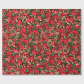 赤いクリスマスの水の色のパターン濃色 ラッピングペーパー (フラット)