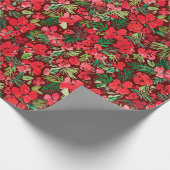 赤いクリスマスの水の色のパターン濃色 ラッピングペーパー (角)