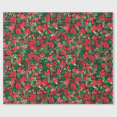 赤いクリスマスの水の色のパターン緑 ラッピングペーパー (フラット)