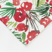 赤いクリスマスの水の色パターン フリースブランケット (角)