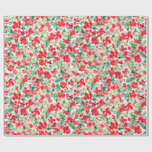 赤いクリスマスの水の色パターン ラッピングペーパー (フラット)
