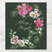 赤いクリスマスの水の色パターン ワインラベル (シングルラベル)