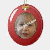 赤いクリスマスの球のオーナメントのカスタムの写真テンプレート セラミックオーナメント (左)