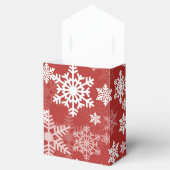 赤いクリスマスの白い銀の雪の花模様 フェイバーボックス (オープン)