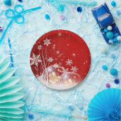 赤いクリスマスの白い雪 ペーパープレート (パーティー)