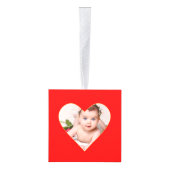 赤いクリスマスの編集可能写真 キューブオーナメント (右)