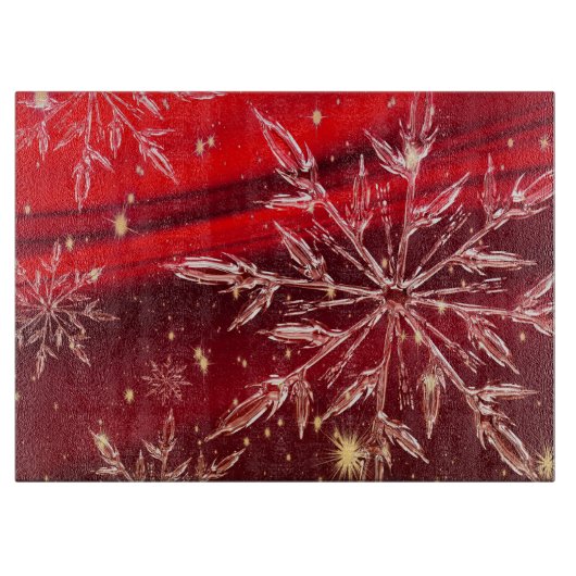 赤いクリスマスの背景 カッティングボード (正面)