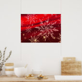 赤いクリスマスの背景 ポスター (キッチン)