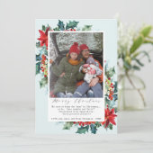 赤いクリスマスの花おもしろいのメッセージ写真 シーズンカード (スタンド正面)