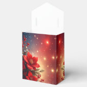 赤いクリスマスの花のホリデーギフトボックス フェイバーボックス (オープン)