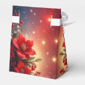 赤いクリスマスの花のホリデーギフトボックス フェイバーボックス (裏面サイド)