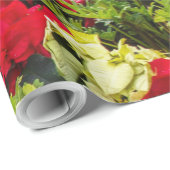 赤いクリスマスの花のポインセチア ラッピングペーパー (ロールコーナー)