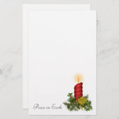 赤いクリスマスの蝋燭の文房具 便箋 (正面/裏面)