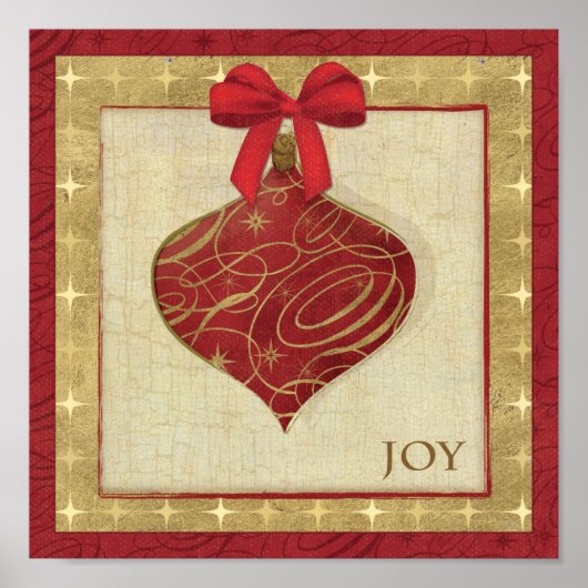 赤いクリスマスの装飾の平和 ポスター (正面)