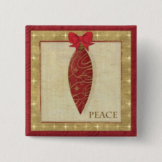 赤いクリスマスの装飾愛 缶バッジ (正面)