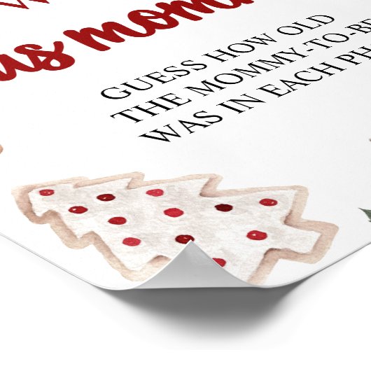 赤いクリスマスの赤ちゃんシャワーどのように古いママのゲーム ポスター (角)