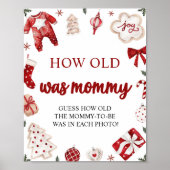 赤いクリスマスの赤ちゃんシャワーどのように古いママのゲーム ポスター (正面)