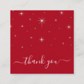 赤いクリスマスの輝エレガントきありがとう スクエア名刺 (正面)