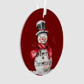 赤いクリスマスの雪だるまサンタ オーナメント (正面)