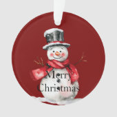 赤いクリスマスの雪だるまサンタ オーナメント (正面)