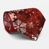 赤いクリスマスの雪片の冬休みのタイ ネクタイ (ロール)