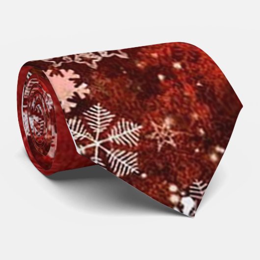 赤いクリスマスの雪片の冬休みのタイ ネクタイ (ロール)
