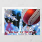 赤いクリスマスの飾りと白い光 シーズンカード (正面/裏面)