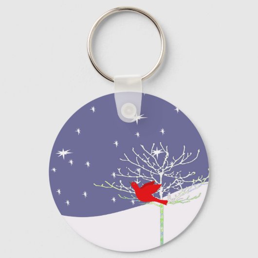 赤いクリスマスの鳥 キーホルダー (正面)