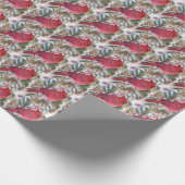赤いクリスマスの（鳥）ショウジョウコウカンチョウ ラッピングペーパー (角)