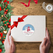 赤いクリスマスを迎えた愛らしいホッキョクグマ ラウンドシール