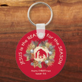 赤いクリスマスイエスが理由キーチェーン キーホルダー (正面)