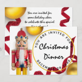 赤いクリスマスイブのディナー 白金色のくるみ割り人形 招待状 (正面/裏面)