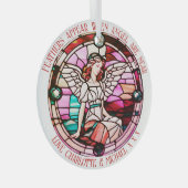 赤いクリスマスエンジェル染み付きの羽 ガラスオーナメント (正面右)