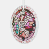 赤いクリスマスエンジェル染み付きの羽 ガラスオーナメント (正面左)