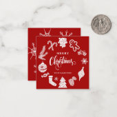 赤いクリスマスオーナメントの装飾 ノートカード (正面/裏面インサイチュ)