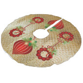 「赤いクリスマスオーナメント」ツリースカート フェイクリネンツリースカート (アングル)