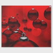 赤いクリスマスオーナメント ラッピングペーパー (フラット)
