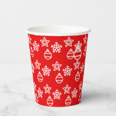 赤いクリスマスカップのクリスマスパターン 紙コップ (裏面)