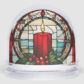 赤いクリスマスキャンドルフェイクステンドグラス (正面)