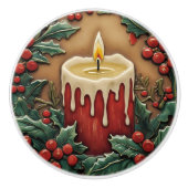 赤いクリスマスキャンドル セラミックノブ (正面)