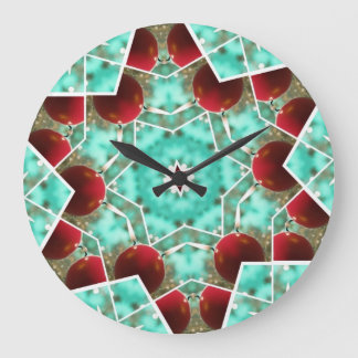 赤いクリスマスキャンドル ラージ壁時計