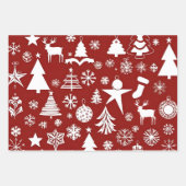赤いクリスマスギフトラップ – クラシッククリスマスの休日のアイコン ラッピングペーパーシート (正面3)
