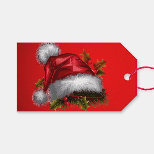 赤いクリスマスギフト ギフトタグ (正面(横))