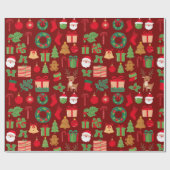 赤いクリスマスギフト ラッピングペーパー (フラット)