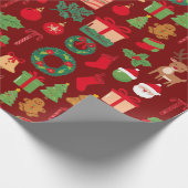 赤いクリスマスギフト ラッピングペーパー (角)