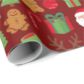赤いクリスマスギフト ラッピングペーパー (ロールコーナー)
